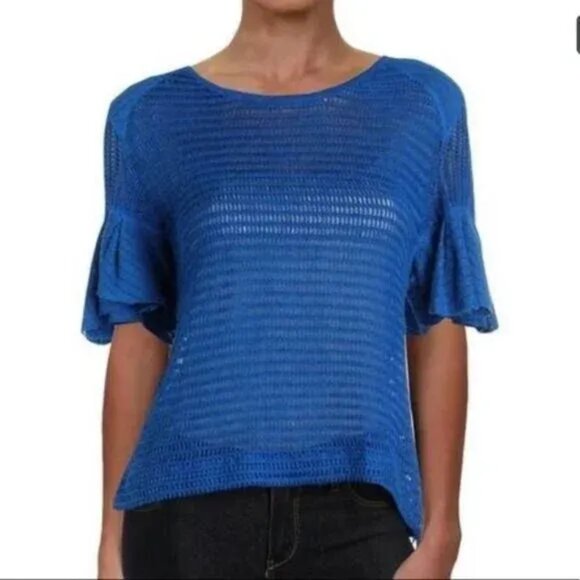 Free People Blue Knit Top, Size Small - Picture 2 of 7